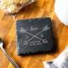 Square Slate Cupid Love Initials Engagement Date Gift Personalised Coaster