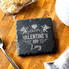 Square Slate Cupids Happy Valentine's Day Swirls Gift Personalised Coaster