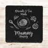 Square Slate Heart Biscuits Tea Mummy Mother's Day Gift Personalised Coaster