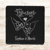 Square Slate Holding Hands Happy Valentine's Day Gift Personalised Coaster