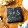 Square Slate Initials Name Engagement Date Swirls Gift Personalised Coaster