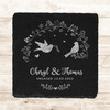 Square Slate Love Birds Floral Arc Engagement Date Gift Personalised Coaster Square Slate Love Birds Floral Arc Engagement Date Gift Personalised Coaster