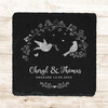 Square Slate Love Birds Floral Arc Engagement Date Gift Personalised Coaster