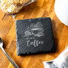 Square Slate Mum's Coffee Cup & Beans Mother's Day Gift Personalised Coaster