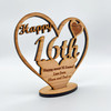 Happy 16th Special Birthday Heart Engraved Keepsake Personalised Gift