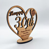 Happy 30th Special Birthday Heart Engraved Keepsake Personalised Gift