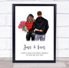 Pink Roses Love Romantic Gift For Him or Her Personalised Couple Print