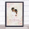 Watercolour Flowers Pink Romantic Gift For Him or Her Personalised Couple Print