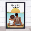 Sunset Ocean Beach Romantic Gift For Him or Her Personalised Couple Print