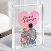 Forever & Always Pink Gift For Him Her Personalised Couple Clear Acrylic Block