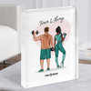 Pink Heart Gym Romantic Gift For Him or Her Personalised Couple Acrylic Block