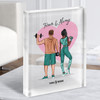 Pink Heart Gym Gift For Him or Her Personalised Couple Clear Acrylic Block