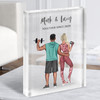 Gym Fitness Romantic Gift For Him or Her Personalised Couple Clear Acrylic Block