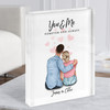 Watercolour Pink Hearts Gift For Him or Her Personalised Couple Acrylic Block