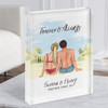 Tropical Beach Romantic Gift For Him or Her Personalised Couple Acrylic Block