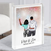 Pink Starry Fireworks Gift For Him or Her Personalised Couple Acrylic Block