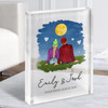 Winter Moon Night Gift For Him or Her Personalised Couple Clear Acrylic Block