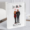 You & Me Watercolour Gift For Him or Her Personalised Couple Acrylic Block