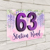 Wisteria Flower Purple 3D Acrylic House Address Sign Door Number Plaque