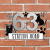 Black Cat Paw Print 3D Acrylic House Address Sign Door Number Plaque