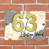 Grey Gold Rose 3D Acrylic House Address Sign Door Number Plaque