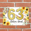 Sunflowers White Wash 3D Acrylic House Address Sign Door Number Plaque