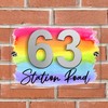 Rainbow Brush 3D Acrylic House Address Sign Door Number Plaque