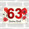 Poppy Flower Red 3D Acrylic House Address Sign Door Number Plaque