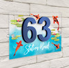 Koi Carp Fish Pond 3D Acrylic House Address Sign Door Number Plaque