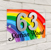 Rainbow Transparent 3D Acrylic House Address Sign Door Number Plaque