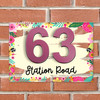 Vibrant Floral Border 3D Acrylic House Address Sign Door Number Plaque