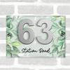 Wash Green Watercolour Leaves 3D Acrylic House Address Sign Door Number Plaque