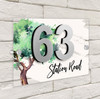 Oak English Forest Tree 3D Acrylic House Address Sign Door Number Plaque