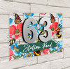 Bees Butterflies & Flowers 3D Acrylic House Address Sign Door Number Plaque