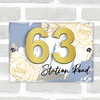 Dusky Blue Gold Rose 3D Acrylic House Address Sign Door Number Plaque