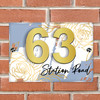Dusky Blue Gold Rose 3D Acrylic House Address Sign Door Number Plaque