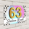 Watercolour Pink Blue Glitter 3D Acrylic House Address Sign Door Number Plaque