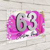 Marble Abstract Pink 3D Acrylic House Address Sign Door Number Plaque