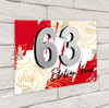 Red Gold Rose 3D Acrylic House Address Sign Door Number Plaque