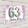 Purple Wash Flowers 3D Acrylic House Address Sign Door Number Plaque