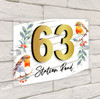 Robin On Branch Bird 3D Acrylic House Address Sign Door Number Plaque