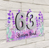 Lavender Flower 3D Acrylic House Address Sign Door Number Plaque