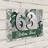 Grey And Green Jungle Leaves 3D Acrylic House Address Sign Door Number Plaque