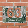 Grey And Green Jungle Leaves 3D Acrylic House Address Sign Door Number Plaque