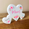 Mum Flowers Pretty Pink Family Hearts 2 Small Personalised Gift Acrylic Ornament