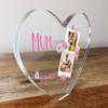 Mum We Love You So Much 2 Photos Clear Heart Shaped Personalised Acrylic Gift