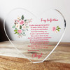 Mum Poem Rose Flowers Clear Heart Shaped Personalised Gift Acrylic Ornament