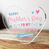 Mummy Happy Mother's Day Blue Clear Heart Shaped Personalised Acrylic Gift