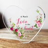 Nan Pink Roses Clear Heart Shaped Personalised Gift Acrylic Block Ornament