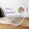 What Is A Grandma Photo Clear Heart Shaped Personalised Acrylic Gift